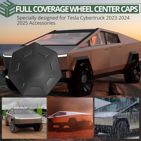 أغطية محور العجلة EYPINS لسيارة Tesla Cybertruck 2024 2025، مجموعة من 4 أغطية مركزية ممتازة من ABS، أسود غير لامع، ملحقات Cybertruck ذات تغطية كاملة، مقاومة للطقس لجميع المواسم in Kuwait