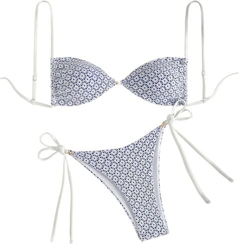 SOLY HUX Women's Boho Swimsuit Spaghetti Strap Tie Side String Bikini Set Summer Beach Two Piece Bathing Suit in Saudi Arabia