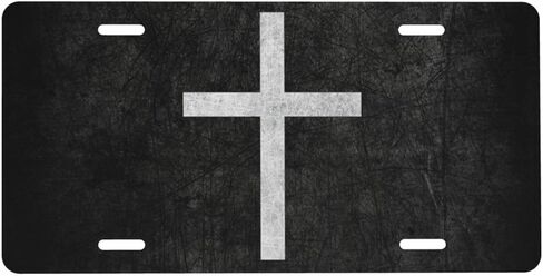 Jesus Cross Black Front License Plate for Women Car Vanity Plates Decorative Aluminum Metal Cute Novelty License Plate Cover for Men 6x12 Inch (4 Holes) in Saudi Arabia