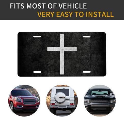 Jesus Cross Black Front License Plate for Women Car Vanity Plates Decorative Aluminum Metal Cute Novelty License Plate Cover for Men 6x12 Inch (4 Holes) in Saudi Arabia