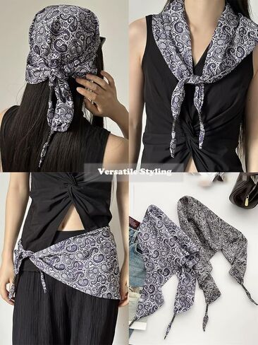 WENLOOY Women Triangular Skinny Scarf Belt Wrap,Satin Belt Sash Necktie Neck Scarf Choker for Women in Saudi Arabia