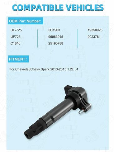 Set of 4 UF725 Ignition Coil Pack (1.2L Only) 2013-2015 For Chevrolet Spark,Replace # C1846 5C1903 96983945 25190788 19350923 9023781 in Saudi Arabia