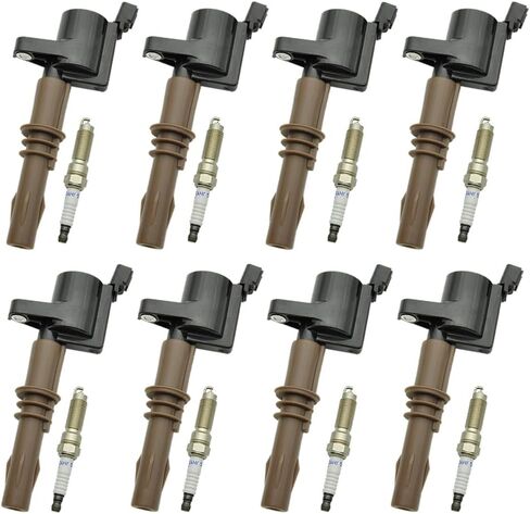8 PCS DG521 Ignition Coil Pack Iridium Spark Plugs FD509 Ignition Coils and Spark Plugs Compatible with Ford Expedition Explorer F-150 F-250 F-350 Super Duty Mustang Lincoln, SP509, FD509 in Saudi Arabia