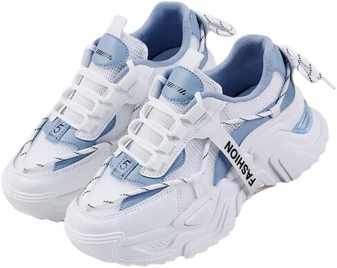 Womens Fashion Lace-Up Leather Platform Sneakers Round Toe Non-Slip Chunky Casual Sport Shoes for Walking Workout Driving in Saudi Arabia