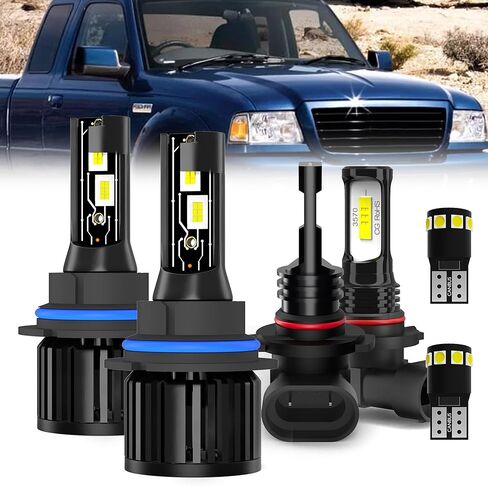 لمصابيح FORD ESCAPE 2008 2009 2010 2011 2012، 9008/H13 عوارض عالية/منخفضة + 5202 مجموعة مصابيح الضباب + مصابيح لوحة الترخيص، عبوة من 6 قطع in Kuwait