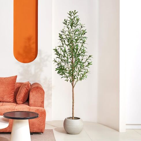 6FT Artificial Olive Tree Indoor – Real Wood Trunk Tall Faux Olive Tree, Large Fake Potted Plant for Home Decor Living Room& Office Decor,VN245 in Kuwait