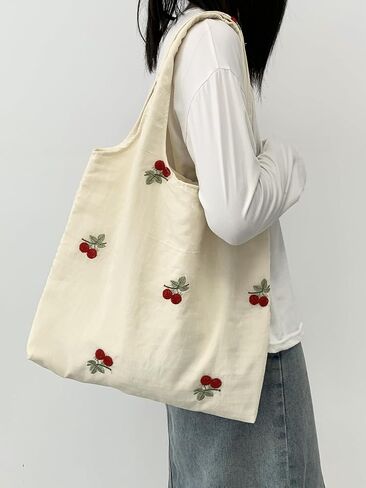Sheer Embroidered Tote Bag for Women, Large Capacity Canvas Shoulder Bag for Work,Underarm Commuter Bag in Saudi Arabia