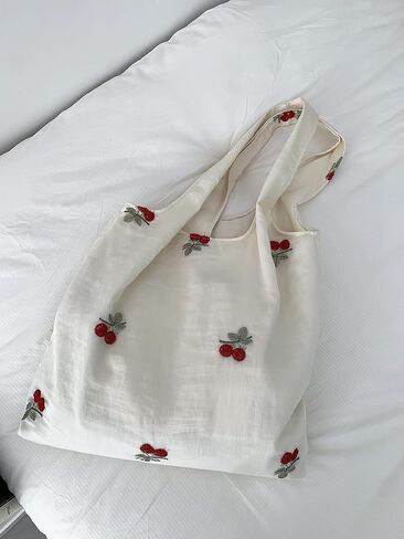 Sheer Embroidered Tote Bag for Women, Large Capacity Canvas Shoulder Bag for Work,Underarm Commuter Bag in Saudi Arabia