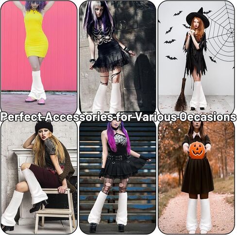 تدفئة الساق Y2K Harajuku متماسكة تدفئة الساق للنساء الفتيات تدفئة الساق لطيف لوليتا جيارو القوطي الملحقات in Kuwait