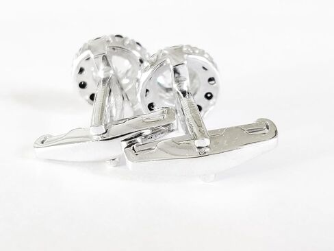 Silver Moissanite Cufflinks 5 Ct Moissanite Engagement Cufflinks 8 mm Round Moissanite Wedding Cufflinks For Groomsmen Fathers Day Gift in Kuwait