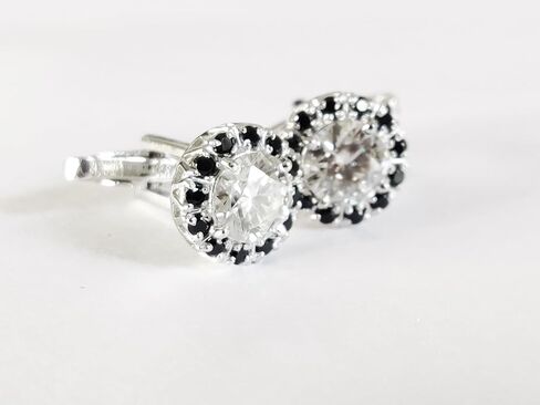 Silver Moissanite Cufflinks 5 Ct Moissanite Engagement Cufflinks 8 mm Round Moissanite Wedding Cufflinks For Groomsmen Fathers Day Gift in Kuwait