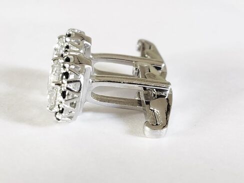 Silver Moissanite Cufflinks 5 Ct Moissanite Engagement Cufflinks 8 mm Round Moissanite Wedding Cufflinks For Groomsmen Fathers Day Gift in Kuwait