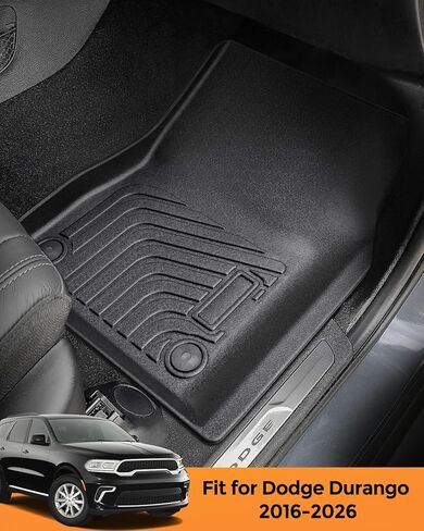 for Dodge Durango Floor Mats: 2016-2026 6-Seater Car Accessories, All-Weather TPE Rubber Backrest mats & Cargo Liner & Carpets Custom Fit for Durango 2025 2024 2023 2022 2021 2020 2019 2018 2017 in Saudi Arabia