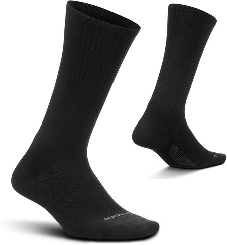Feetures Plantar Fasciitis Relief Light Cushion Crew Sock - Arch Support for Men & Women - Black, Large (3 Pair) in Saudi Arabia