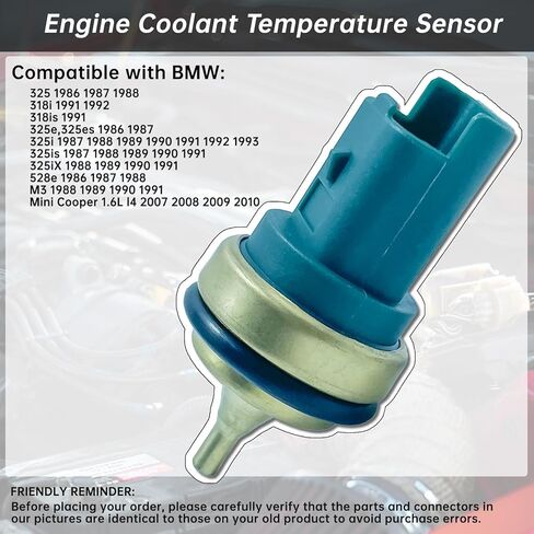 Coolant Temperature Sensor Compatible with BMW 325 318i 325e 325es 325i 325is 325ix 528e M3 Mini Cooper Replaces 13627535068 in Kuwait