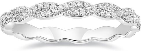 TIGRADE Engagement Ring Cubic Zirconia Twisted Ribbons of Pave-Set Eternity Wedding Band for Women Size 3-12 in Saudi Arabia