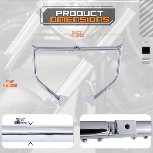 Engine Guard Crash Bar Highway Bar for Harley Davidson Dyna Fat Bob Low Rider Street Bob Wide Glide Switchback Super Glide Custom 06-17 (Chrome) in Saudi Arabia