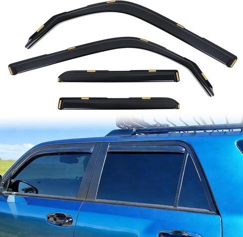أقنعة نافذة داخل القناة، واقيات مطر مناسبة لـ 2010-2024 Toyota 4Runner، منحرف نافذة متين للغاية، واقيات مطر، أقنعة تهوية، ظلال الشمس، 4 قطع in Kuwait