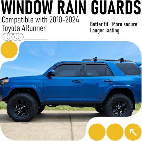 أقنعة نافذة داخل القناة، واقيات مطر مناسبة لـ 2010-2024 Toyota 4Runner، منحرف نافذة متين للغاية، واقيات مطر، أقنعة تهوية، ظلال الشمس، 4 قطع in Kuwait