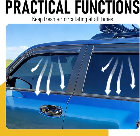 أقنعة نافذة داخل القناة، واقيات مطر مناسبة لـ 2010-2024 Toyota 4Runner، منحرف نافذة متين للغاية، واقيات مطر، أقنعة تهوية، ظلال الشمس، 4 قطع in Kuwait