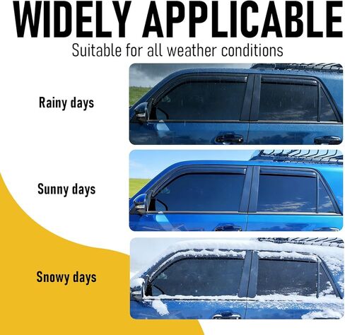 أقنعة نافذة داخل القناة، واقيات مطر مناسبة لـ 2010-2024 Toyota 4Runner، منحرف نافذة متين للغاية، واقيات مطر، أقنعة تهوية، ظلال الشمس، 4 قطع in Kuwait
