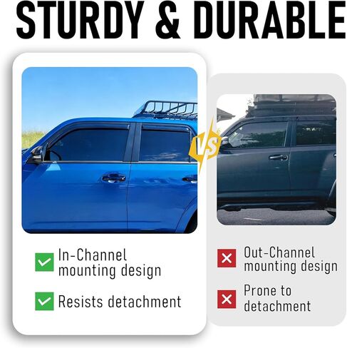 أقنعة نافذة داخل القناة، واقيات مطر مناسبة لـ 2010-2024 Toyota 4Runner، منحرف نافذة متين للغاية، واقيات مطر، أقنعة تهوية، ظلال الشمس، 4 قطع in Kuwait