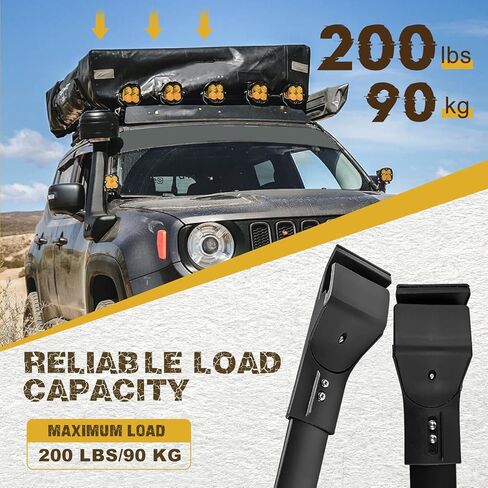 حامل أمتعة بقضبان متقاطعة على السقف مناسب لسيارة Jeep Ranegade 2015-2021 أقصى حمولة 200 رطل/90 كجم لحقيبة حمل البضائع والأمتعة وقوارب الكاياك والدراجة على الجليد ولوح التزلج in Saudi Arabia
