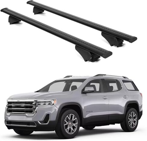 ERKUL Roof Rack Cross Bars for GMC Acadia 2017-2023 | Aluminum Crossbars with Anti Theft Lock for Rooftop | Compatible with Raised Rails - Black in Saudi Arabia