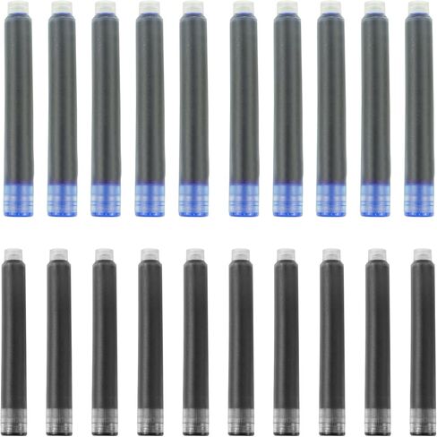 YUNCHUN 20PCS Fountain Pen Ink Refills, 2.6 mm Ink Cartridges Sets for Hongdian, Ink Pen Writing Supplies International Standard Ink Refills, Smooth Writing, Large Capacity and Easy Carry Black + Blue in Saudi Arabia