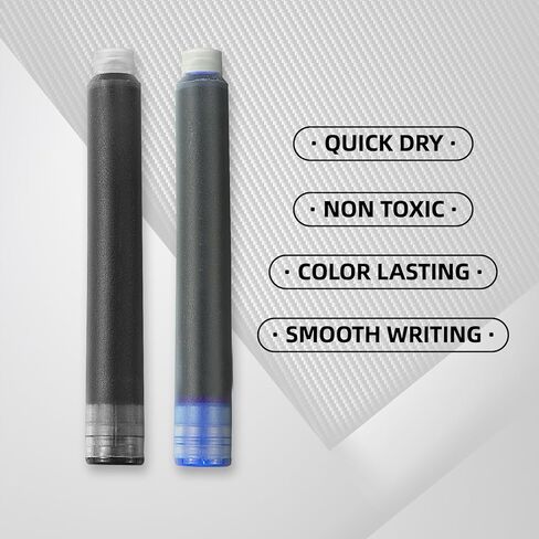 YUNCHUN 20PCS Fountain Pen Ink Refills, 2.6 mm Ink Cartridges Sets for Hongdian, Ink Pen Writing Supplies International Standard Ink Refills, Smooth Writing, Large Capacity and Easy Carry Black + Blue in Saudi Arabia