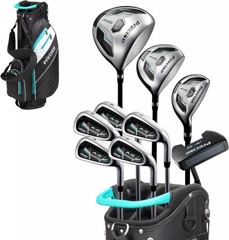 Precise AMG Men's Complete Golf Clubs Package Set Includes Titanium Driver, S.S. Fairway, S.S. Hybrid, S.S. 6-PW Irons, Putter, Bag, 3 H/C's Right Hand - Choose Size! in Kuwait