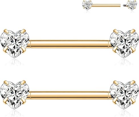 FUNLMO Nipple Piercing Jewelry G23 Titanium Nipple Rings Nipple Jewelry Tongue Ring Internally Threaded Nipple Bar Bridge Piercing Jewelry in Saudi Arabia
