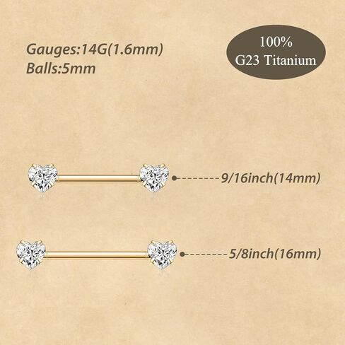 FUNLMO Nipple Piercing Jewelry G23 Titanium Nipple Rings Nipple Jewelry Tongue Ring Internally Threaded Nipple Bar Bridge Piercing Jewelry in Saudi Arabia