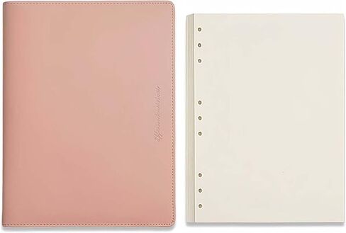 A5 PU Leather Binder Cover, 6 Ring Loose Leaf Notebook with 60 Sheets Blank Dowling Paper, Refillable Round Ring A5 Binder for School Supplies, Meeting Records, Budget Notebook Folder(Pink) in Kuwait