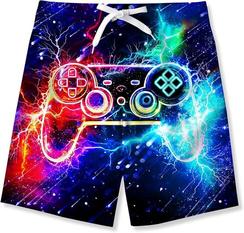 uideazone Big Boys Swimming Trunks Funny 3D All Over Print Blue Skull Bathing Suit Swimwear Stylish Shark Swimsuit Activities Shorts with Mesh Lining in Kuwait