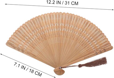 Garneck Bamboo Hand Fan - Art Silk Decorative Folding Fan - Eastern Style Carved Elegant Hand Fan - Handfan Gift for Birthday Dancing Wedding Party in Saudi Arabia