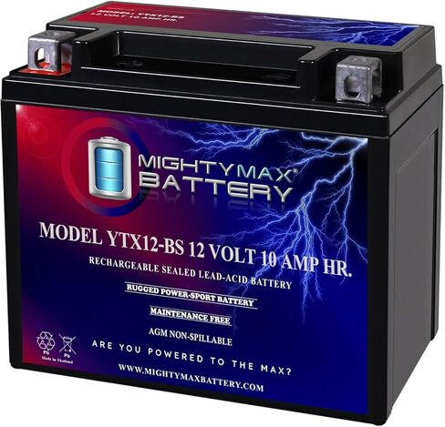 بطارية مايتي ماكس YTX12-BS بطارية 12 فولت 10 أمبير لدراجة كاواساكي فولكان 900 كلاسيك 900CC 06-09 in Saudi Arabia