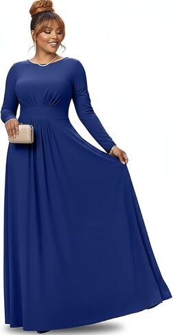 KOH KOH Womens Long Sleeve Soft Flowy Empire Waist Fall Winter Party Gown in Kuwait