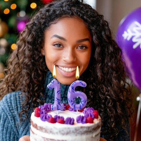 Lounsweer Number 6 Kpop Party Birthday Candles 2.4 ×1.6" Purple Number Birthday Candles with Themed Tattoo Cake Topper Candle for Kpop Theme Party Anniversary Cake Decoration Supplies Favors in Saudi Arabia