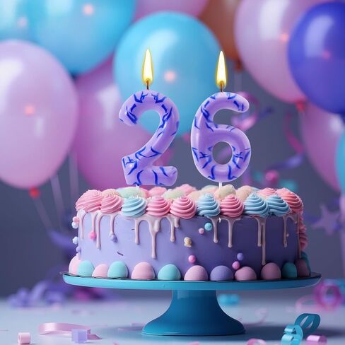 Lounsweer Number 6 Kpop Party Birthday Candles 2.4 ×1.6" Purple Number Birthday Candles with Themed Tattoo Cake Topper Candle for Kpop Theme Party Anniversary Cake Decoration Supplies Favors in Saudi Arabia