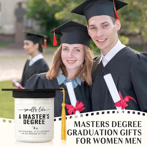 Masters Degree Graduation Gifts- Funny Masters Degree Candle with Mortarboard- Graduation Gifts for Her/Him/Graduates, Grad Gift for Women/Men, Lavender, Soy Wax in Saudi Arabia