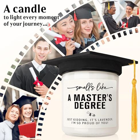 Masters Degree Graduation Gifts- Funny Masters Degree Candle with Mortarboard- Graduation Gifts for Her/Him/Graduates, Grad Gift for Women/Men, Lavender, Soy Wax in Saudi Arabia