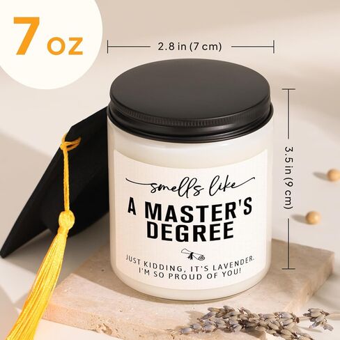 Masters Degree Graduation Gifts- Funny Masters Degree Candle with Mortarboard- Graduation Gifts for Her/Him/Graduates, Grad Gift for Women/Men, Lavender, Soy Wax in Saudi Arabia