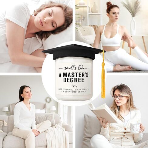 Masters Degree Graduation Gifts- Funny Masters Degree Candle with Mortarboard- Graduation Gifts for Her/Him/Graduates, Grad Gift for Women/Men, Lavender, Soy Wax in Saudi Arabia