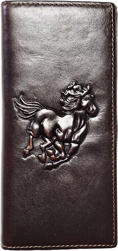 Men's Retro Genuine Leather Wallet Bifold Long Embossed Clutch Zipped Coin Purse RFID Blocking Dragon Coffee (Crocodile Tail) in Kuwait