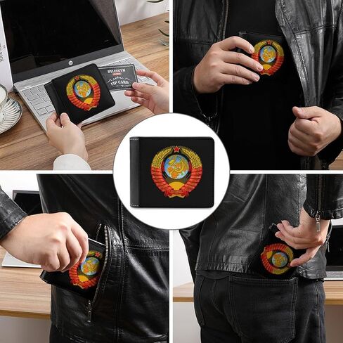 محفظة رجالية بشعار اتحاد الجمهوريات الاشتراكية السوفياتية ثنائية الطي مع محفظة رفيعة بحجب تحديد الهوية بموجات الراديو مع فتحات للبطاقات هدية للنساء in Kuwait