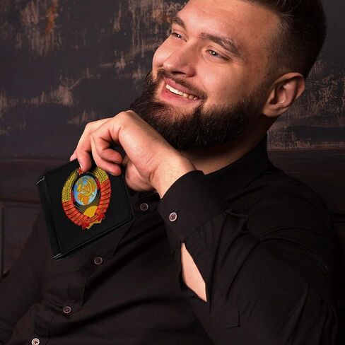 محفظة رجالية بشعار اتحاد الجمهوريات الاشتراكية السوفياتية ثنائية الطي مع محفظة رفيعة بحجب تحديد الهوية بموجات الراديو مع فتحات للبطاقات هدية للنساء in Kuwait