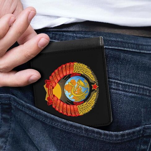 محفظة رجالية بشعار اتحاد الجمهوريات الاشتراكية السوفياتية ثنائية الطي مع محفظة رفيعة بحجب تحديد الهوية بموجات الراديو مع فتحات للبطاقات هدية للنساء in Kuwait