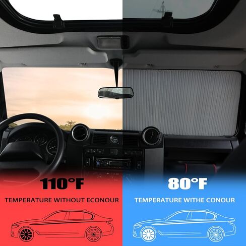 Windshield Sun Shade for Land Rover Defender 90 110 130 Accessories Car Silver Thicken 5-Layer UV Reflector Auto Front Window Sunshade Visor Shield Cover and Keep Your Vehicle Cool (2004-18 1PCS) in Saudi Arabia