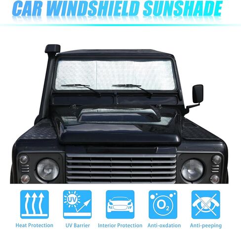 Windshield Sun Shade for Land Rover Defender 90 110 130 Accessories Car Silver Thicken 5-Layer UV Reflector Auto Front Window Sunshade Visor Shield Cover and Keep Your Vehicle Cool (2004-18 1PCS) in Saudi Arabia